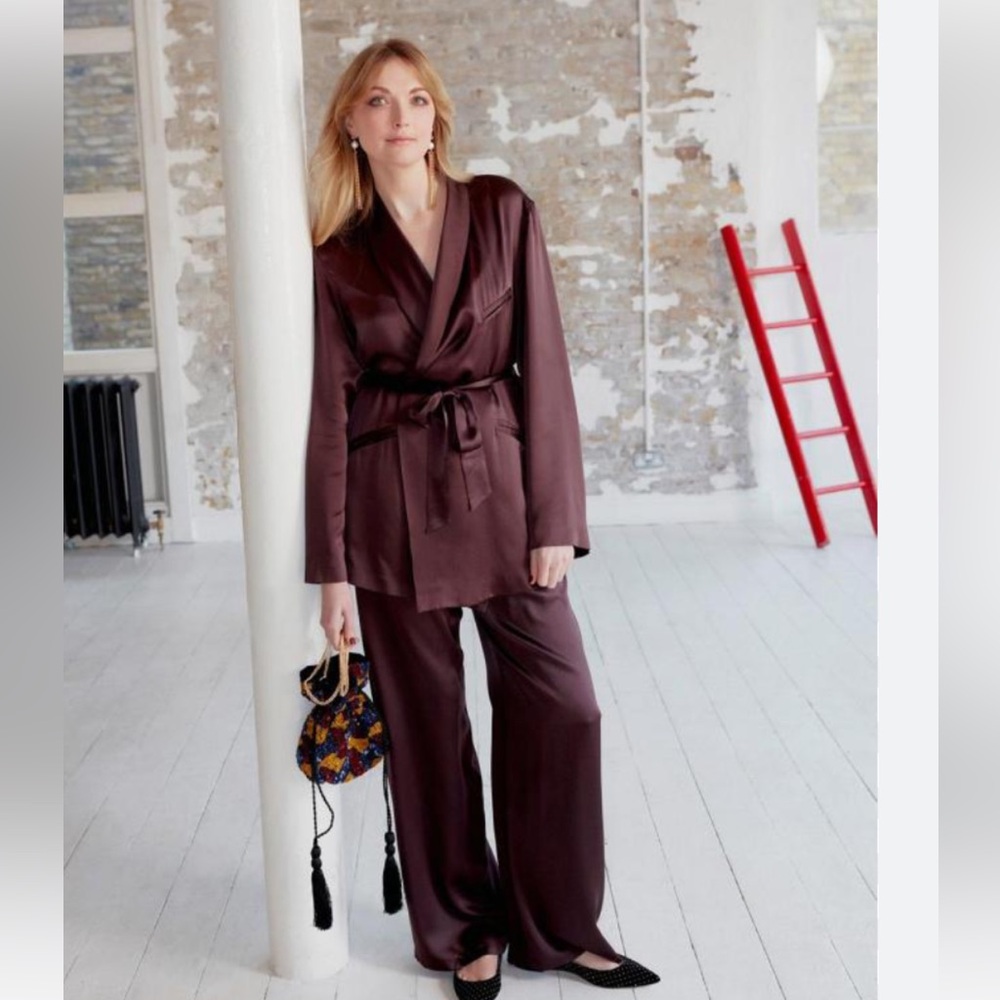 Raey Silk Tailored Jacket Burgundy